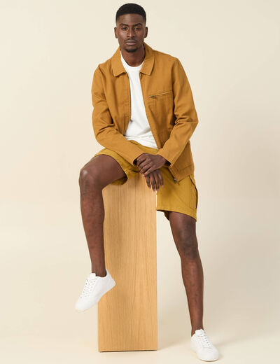 Bermuda cargo à coulisse jaune moutarde homme