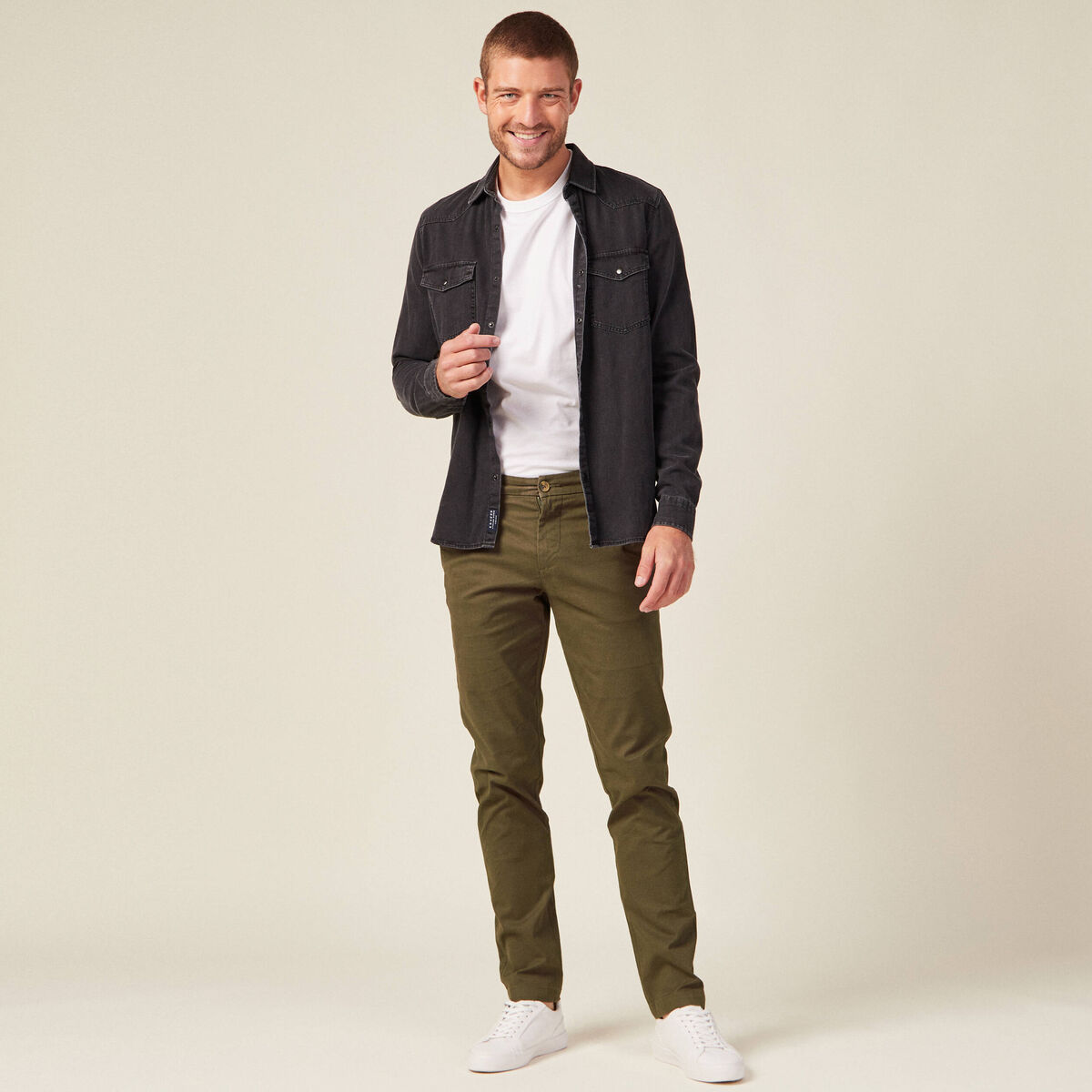 Pantalon slim Instinct chino taupe homme