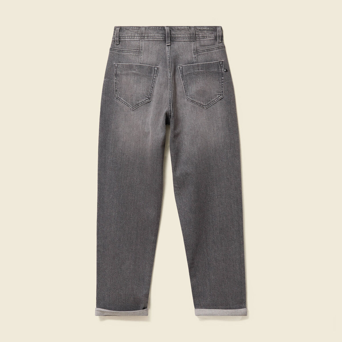 Pantalon mom taille haute 7/8&egrave;me denim denim gris femme
