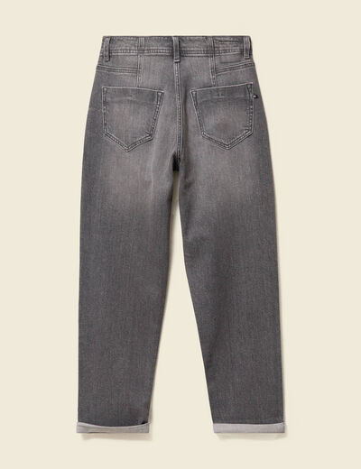 Pantalon mom taille haute 7/8ème denim denim gris femme