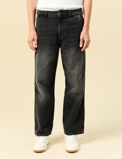Jeans loose longueur 32 en coton denim noir homme