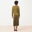 Pull droit col v manches longues vert kaki femme