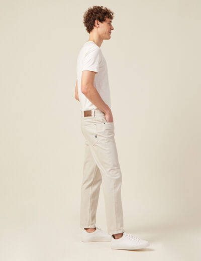 Jeans tapered 5 poches beige homme