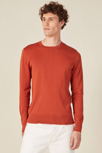 Pull manches longues rouge clair homme