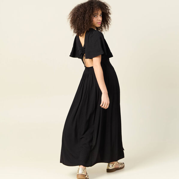 robe longue evasee fluide noir femme Robe longue évasée fluide noir femme