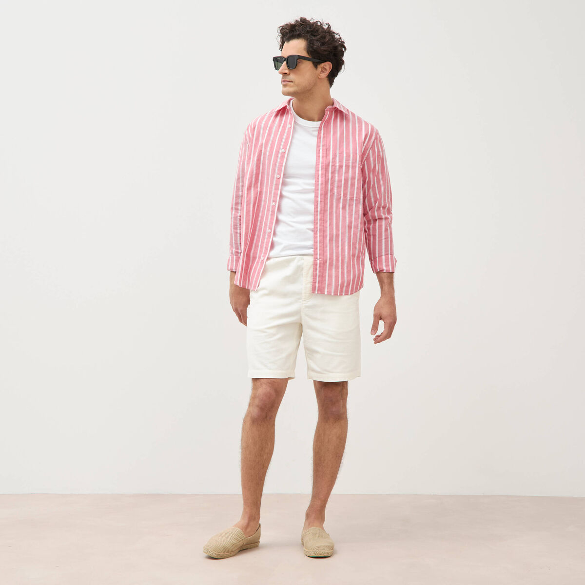 Bermuda en velours ecru homme
