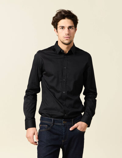 Chemise manches longues noir homme