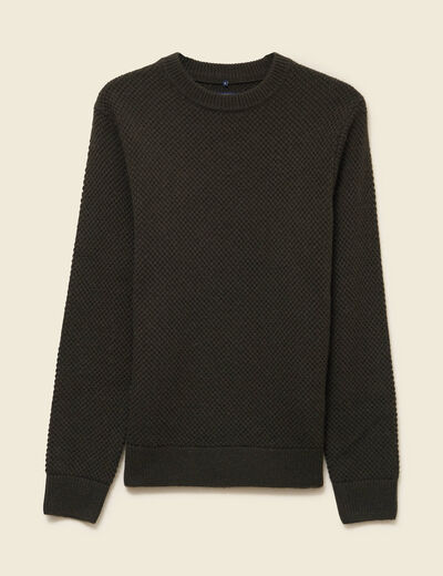 Pull col rond vert kaki homme