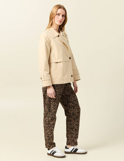 Trench court fluide beige femme