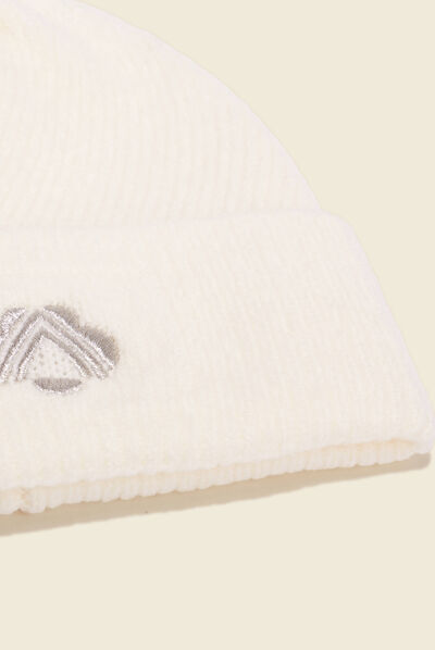 Bonnet tricoté ecru femme