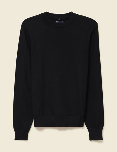 Pull col rond manches longues noir homme