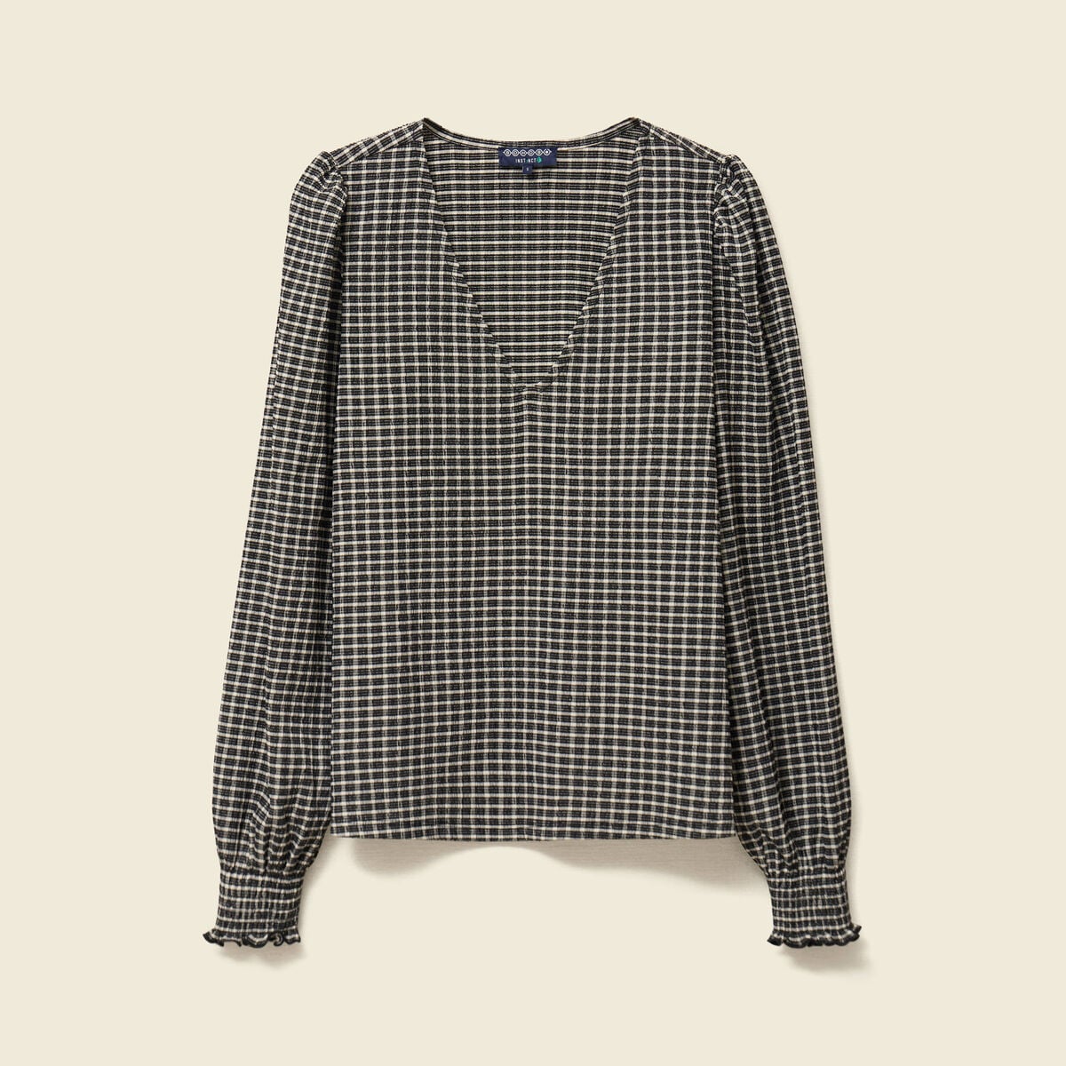 T-shirt col V manches longues noir femme