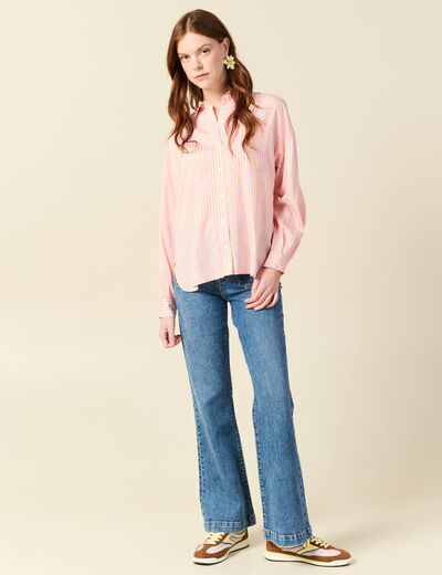 Chemise oversize manches longues fluides rose femme