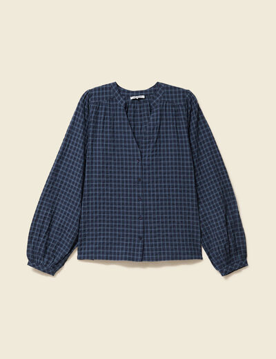 Chemise manches longues col rond noir femme