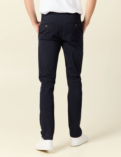 Pantalon chino longueur 32 bleu fonc&eacute; homme