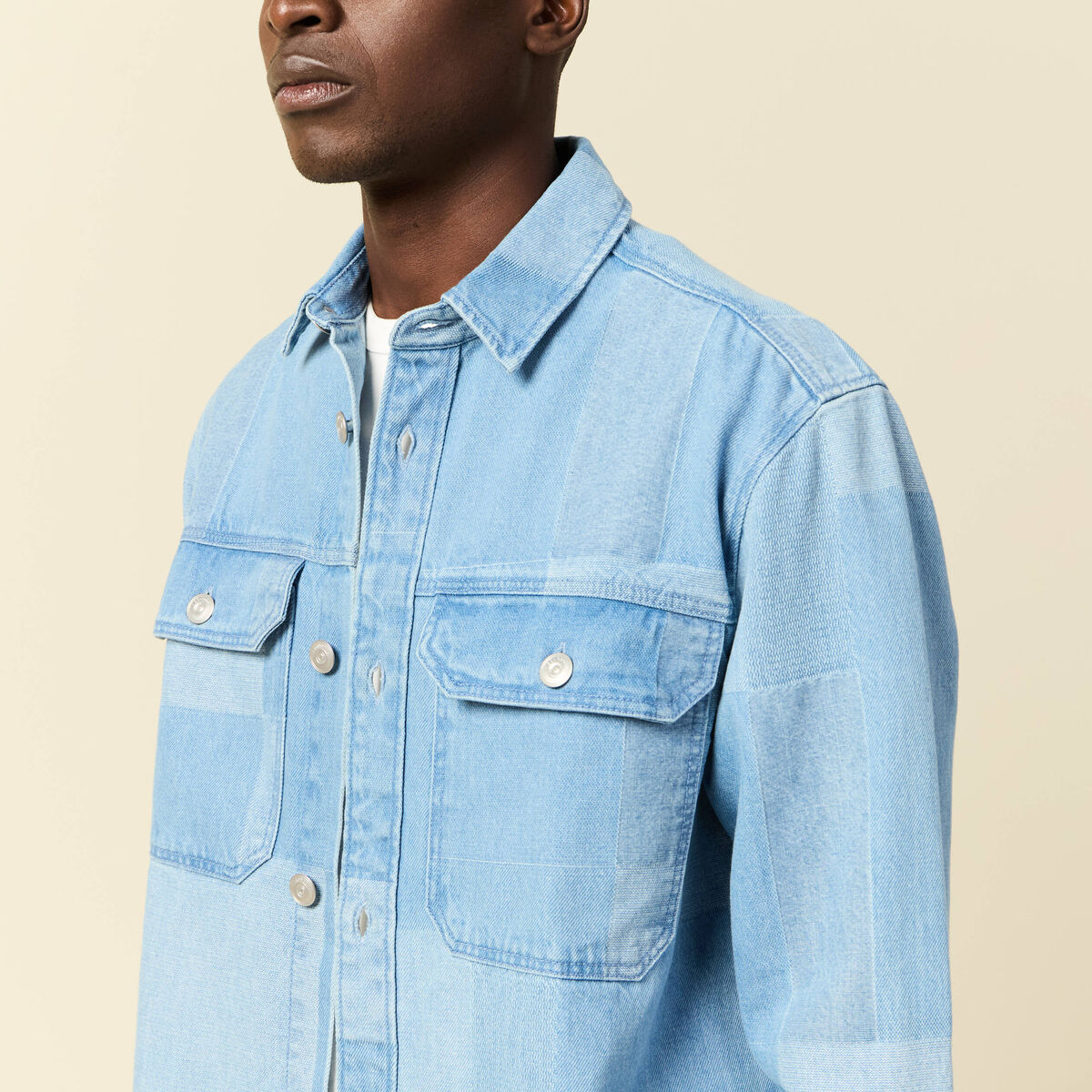 Surchemise en jean denim bleach homme