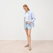 Short mom taille haute en jean denim snow bleu femme