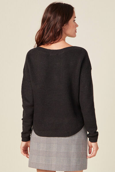 Pull manches longues noir femme