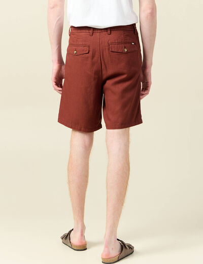Bermuda droite à coulisse marron cognac homme