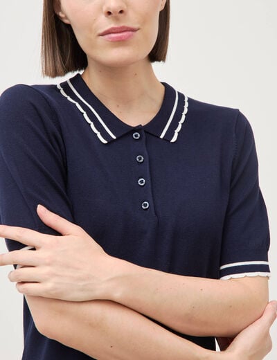 Polo manches courtes bleu marine femme