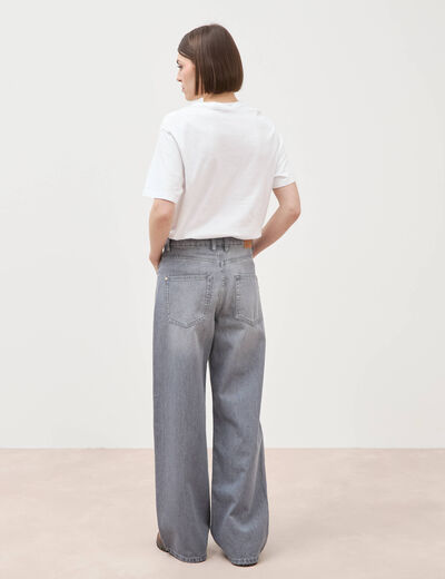 Jeans loose taille standard en coton denim gris clair femme