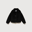 Manteau court oversize sherpa noir femme