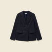 Blazer manches longues col tailleur bleu marine femme