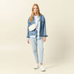 Jeans mom 7/8ème denim snow bleu femme