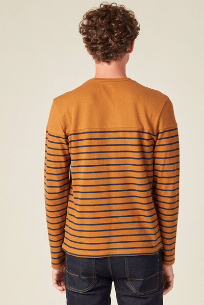 T-shirt manches longues marron homme
