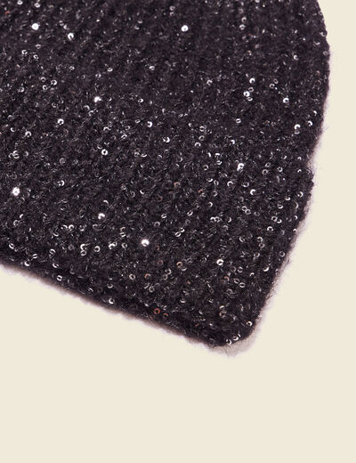 Bonnet avec sequins noir femme