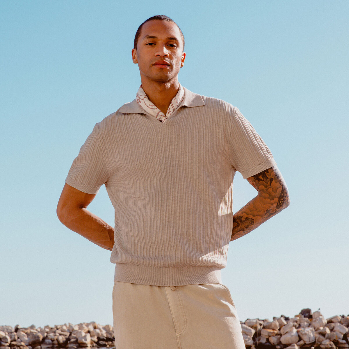 Polo manches courtes gris homme