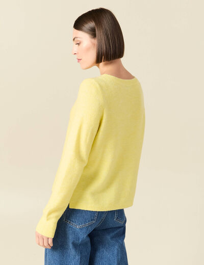 Pull col bateau manches longues jaune clair femme