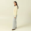 Pull manches longues col rond jaune femme