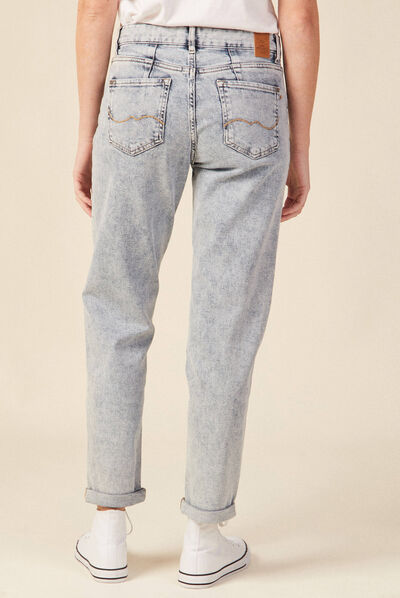 Jeans girlfriend 5 poches denim snow bleu femme