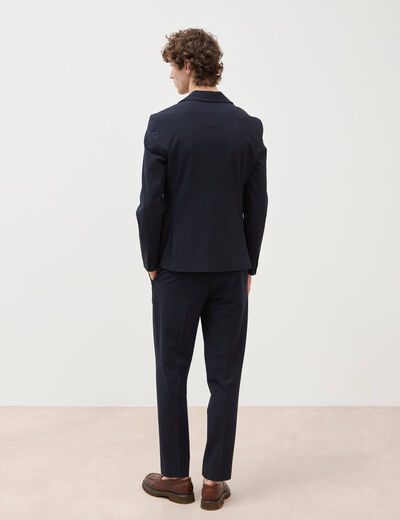 Blazer cintr&eacute; manches longues doubl&eacute; bleu marine homme