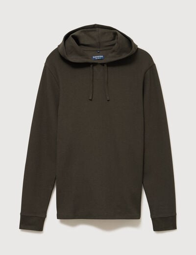 T-shirt &agrave; capuche vert kaki homme