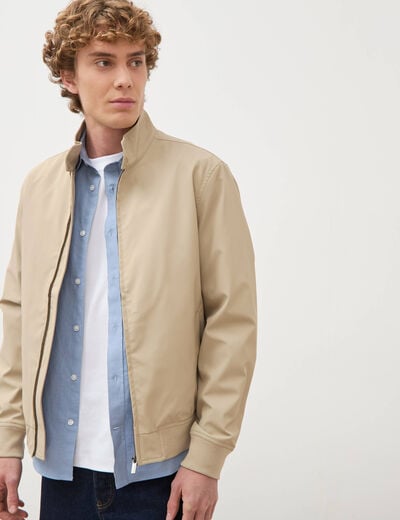 Blouson col camionneur manches longues beige homme