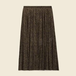 Jupe longue évasée plissée vert kaki femme