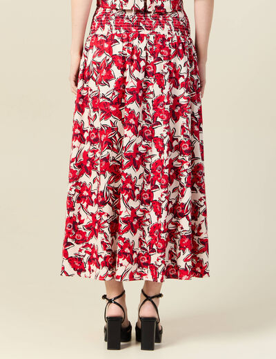Jupe longue évasée rouge femme