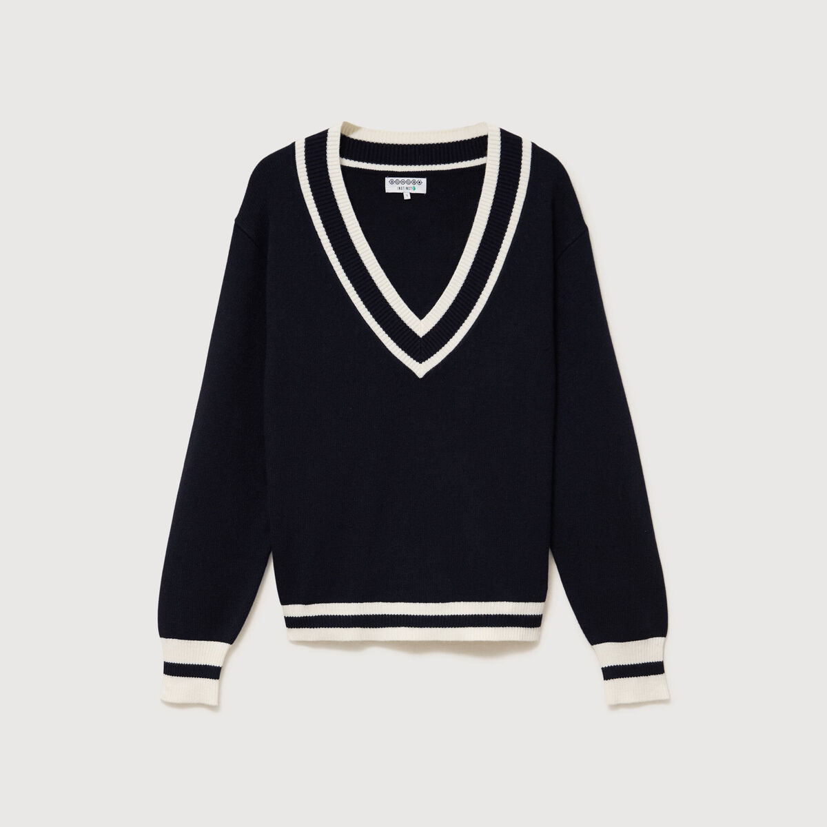 Pull manches longues bleu fonc&eacute; femme