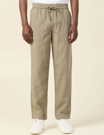 Pantalon chino à coulisse vert kaki homme