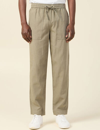 Pantalon chino à coulisse vert kaki homme