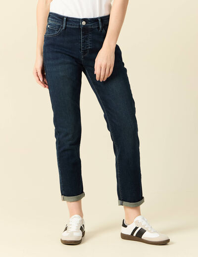 Jeans girlfriend taille haute denim dirty femme