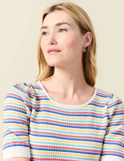 Pull manches courtes vert clair femme