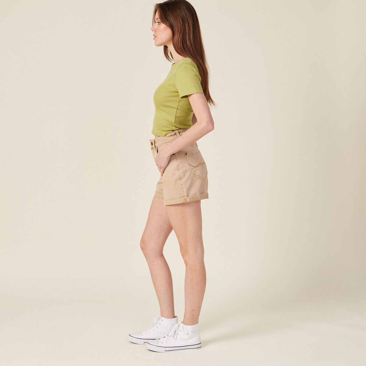 T-shirt manches courtes vert anis femme