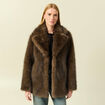 Manteau manches longues doubl&eacute; marron femme