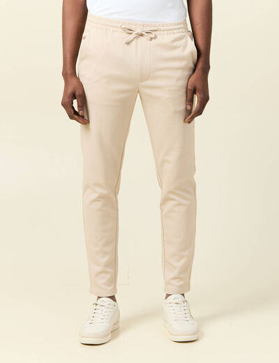 Pantalon jogger élastiqué beige homme