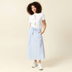 Jupe longue évasée en coton bleu ciel femme