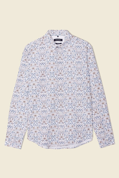 Chemise à manches longues blanc homme