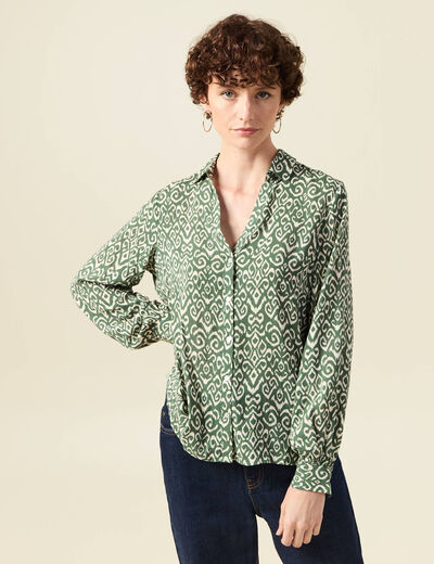Blouse manches longues vert kaki femme